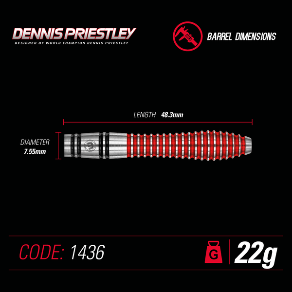 Winmau Dennis Priestley Special Edition 90% Tungsten Dartpijlen 22 gram