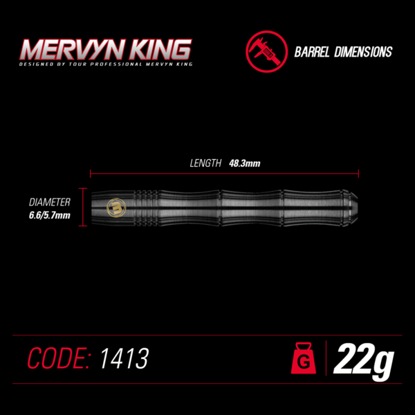 Winmau Mervyn King "The King" Black Onyx 90% Tungsten Dartpijlen 22 gram